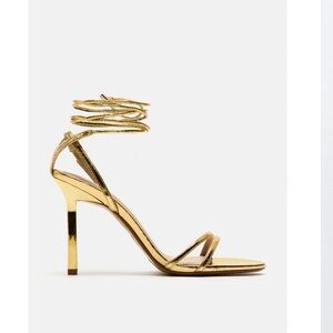 Zara Gold Metallic Sandals Size 36